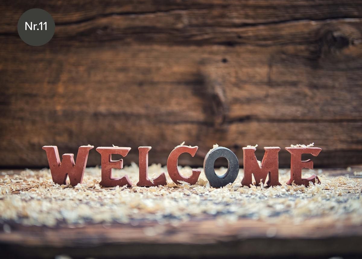 BiT-Postkarte Cartulina-Welcome-Holzspäne